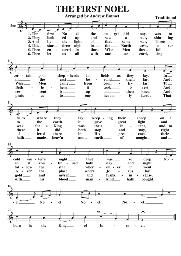 The First Noel A Cappella SAB (arr. Andrew Emmet)