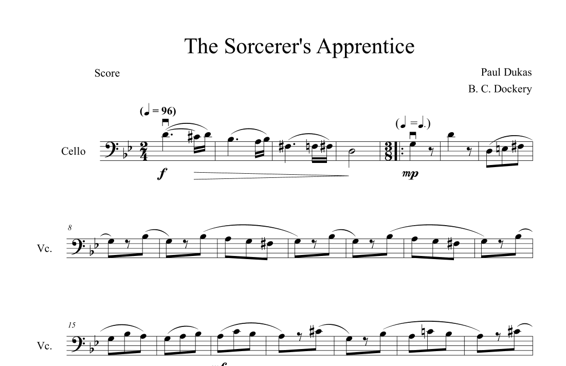 The Sorcerer's Apprentice (Cello Solo) (arr. B. C. Dockery)