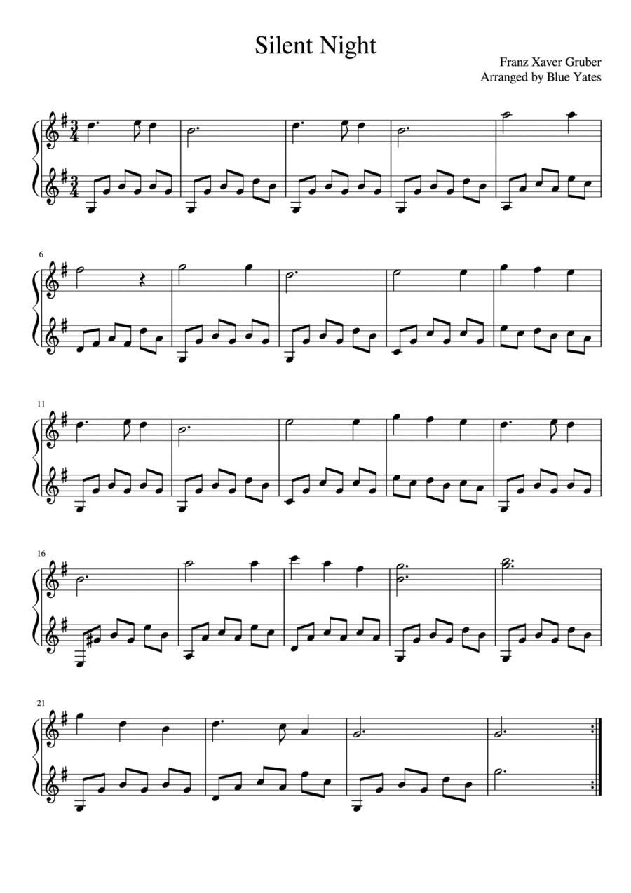 Silent Night (Franz Xaver Gruber) (arr. Blue Yates)