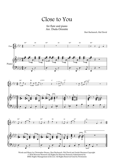 Close To You (arr. Duda Oriontte)