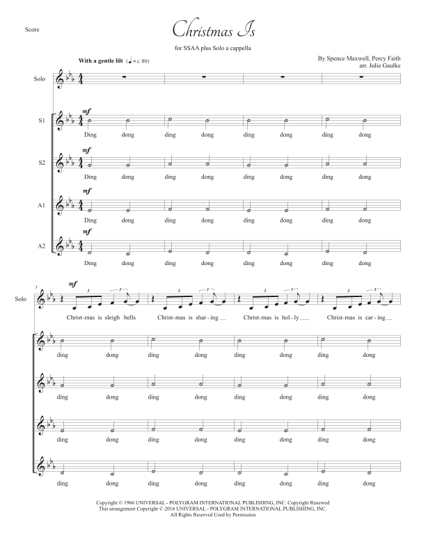 Christmas Is (arr. Julie Gaulke)