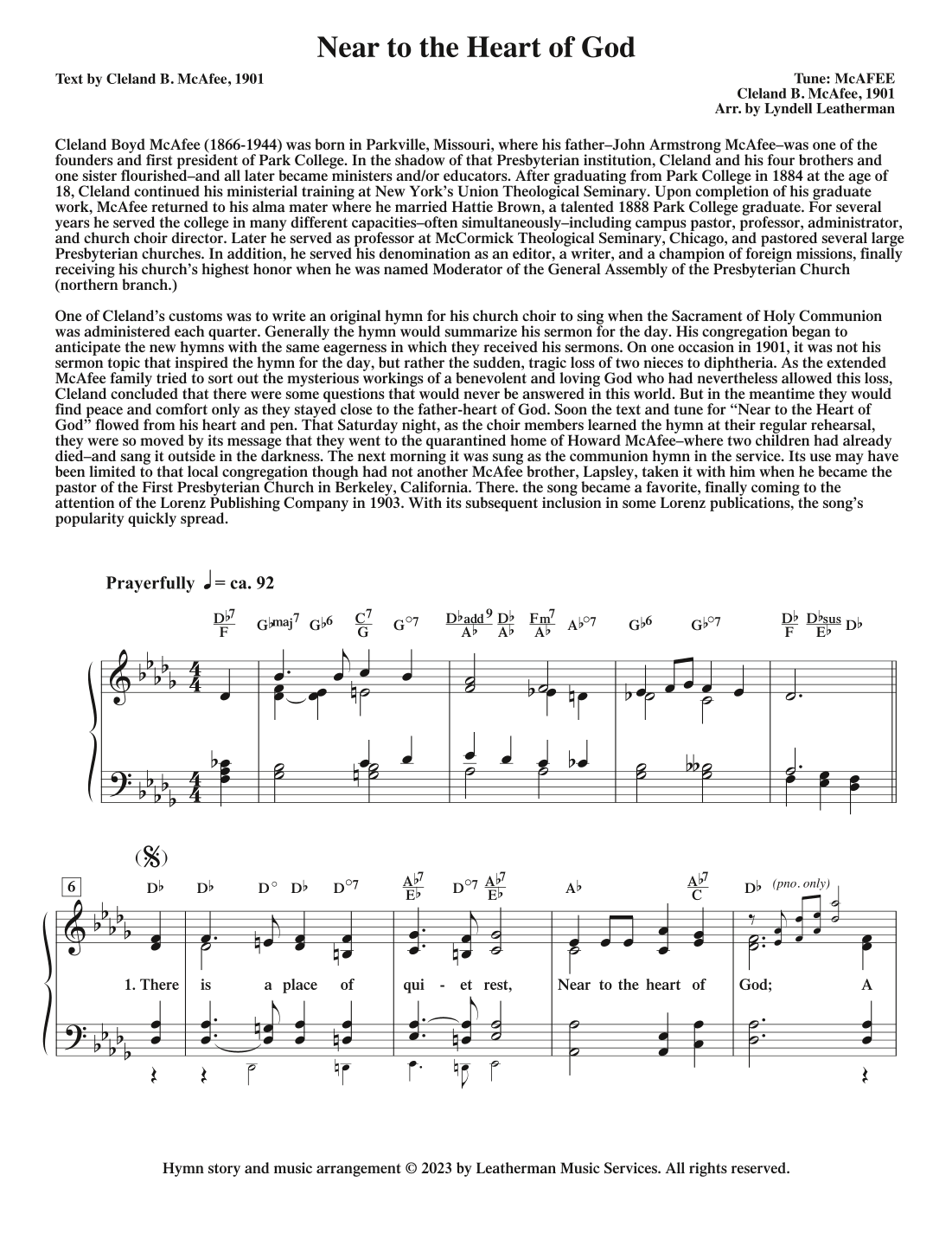 Near to the Heart of God (arr. Lyndell Leatherman)