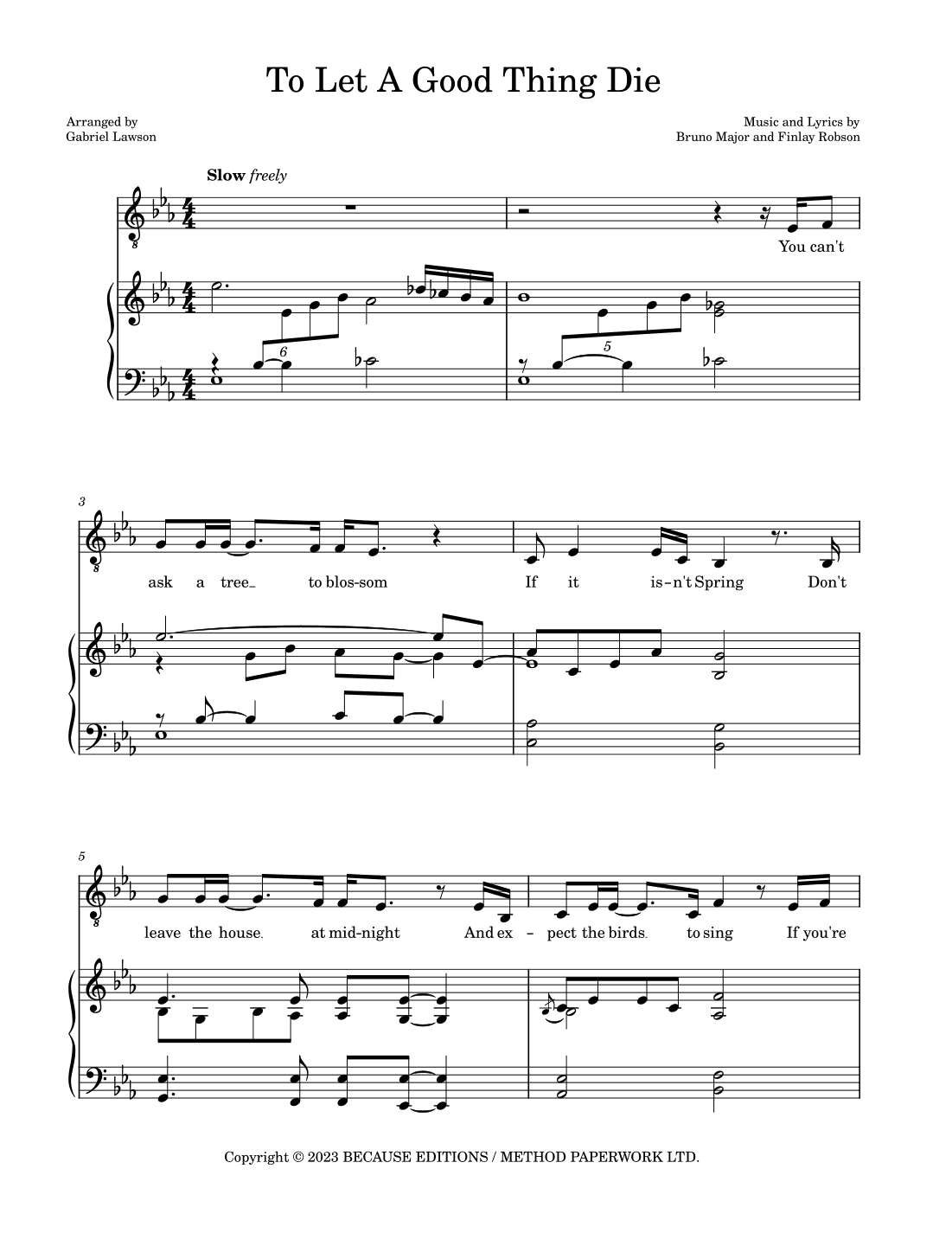 To Let A Good Thing Die (arr. Gabriel Lawson)
