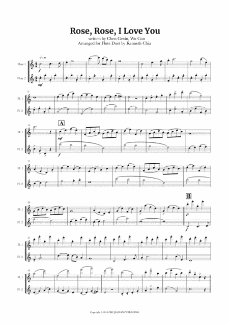 Rose Rose I Love You (arr. Kenneth Chia)