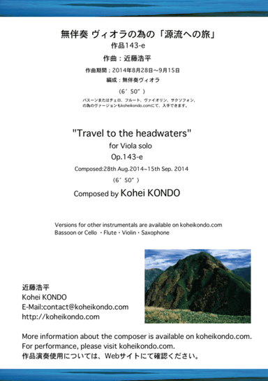 "Travel to the headwaters" for viola solo  op.143e