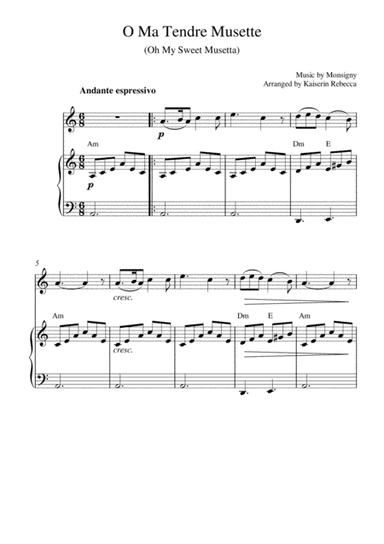 O Ma Tendre Musette (Oh My Sweet Musetta) (violin solo and piano accompaniment) (arr. Kaiserin Rebecca)