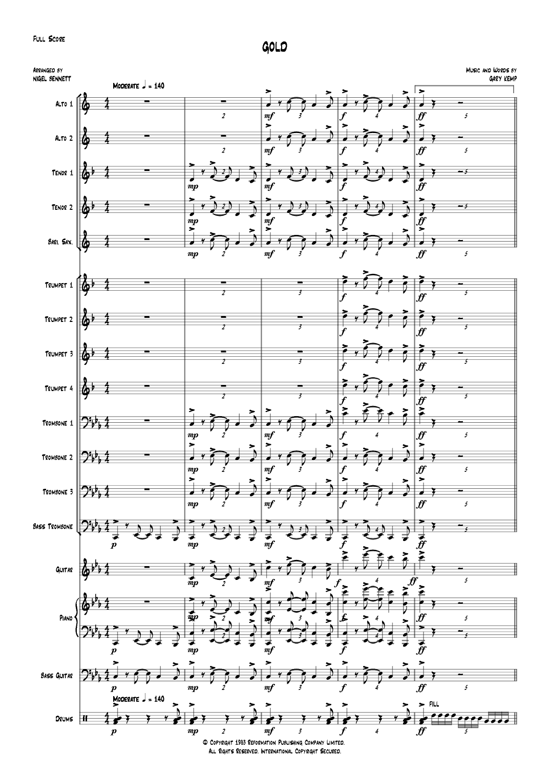 Gold (arr. Nigel Bennett)