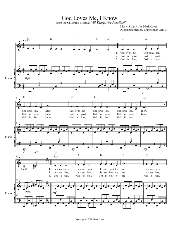 God Loves Me, I Know - From the Christian Children's Musical, "All Things Are Possible!"