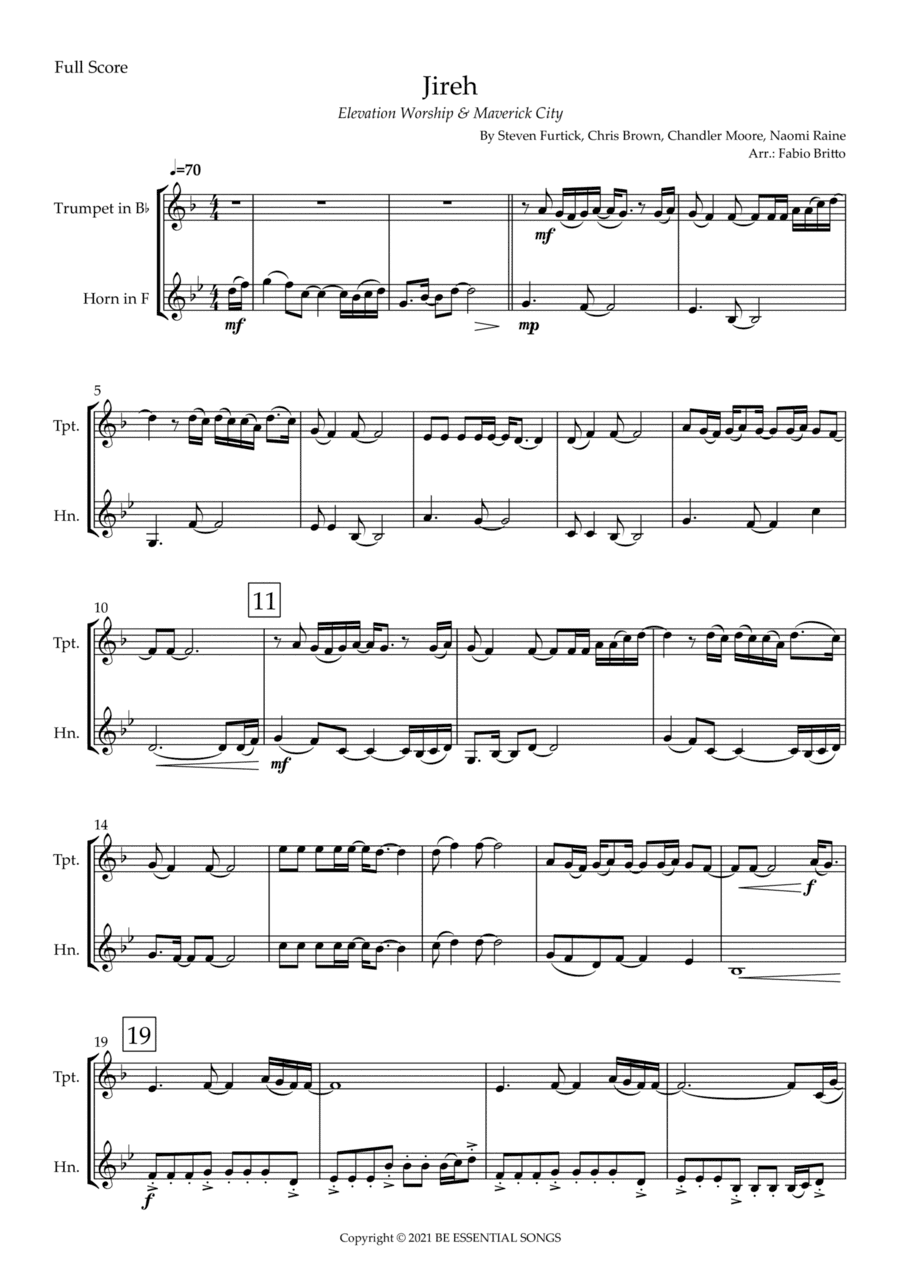Jireh (arr. Fabio Britto)