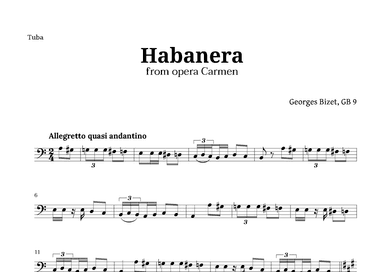 Habanera from Carmen by Bizet for Tuba Solo (arr. Langanho)