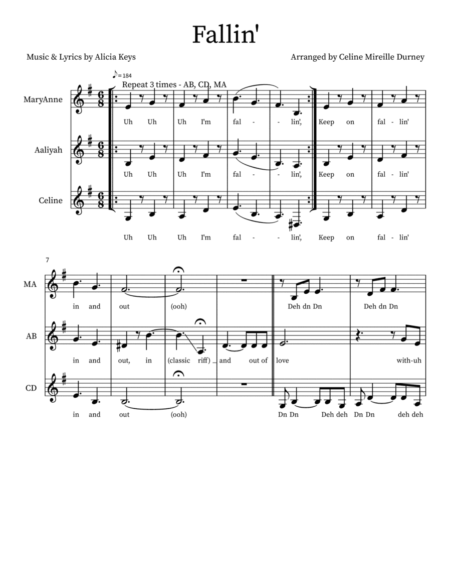 Fallin' (arr. Celine Durney)