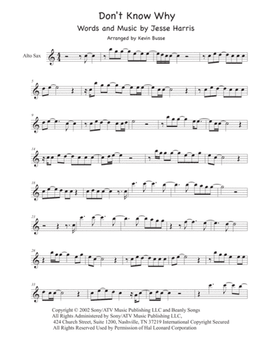 Don't Know Why (arr. Kevin Busse)