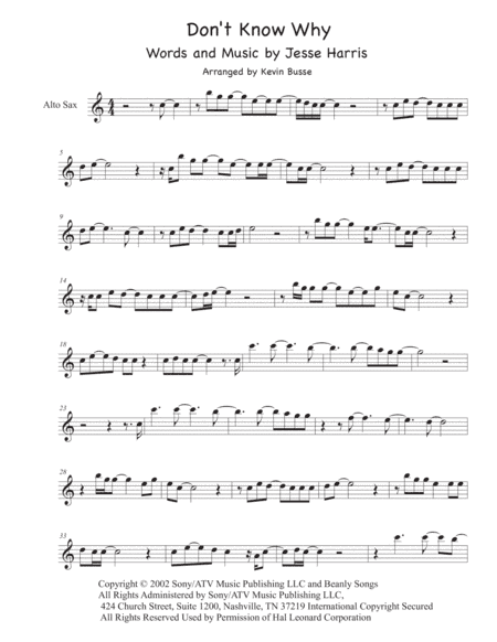 Don't Know Why (arr. Kevin Busse)