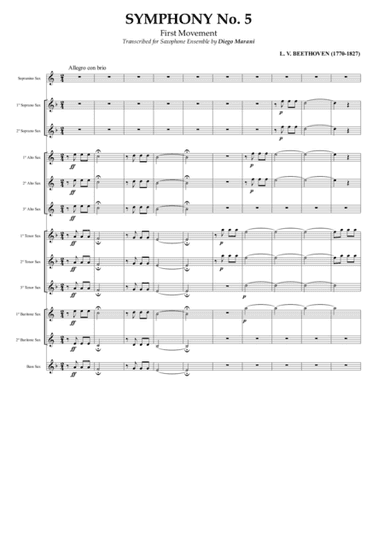 Symphony No. 5 for Saxophone Ensemble (arr. Diego Marani)
