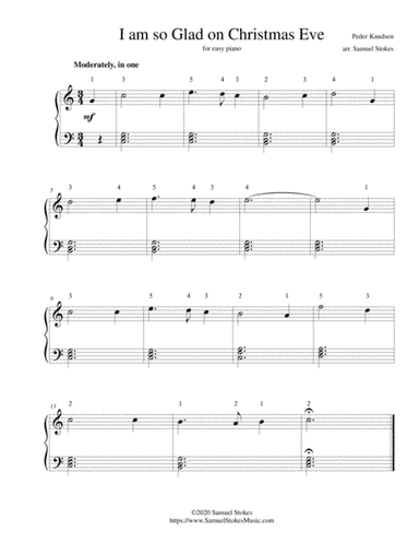 I am so Glad on Christmas Eve (I am so Glad Each Christmas Eve) - for easy piano (arr. Samuel Stokes)