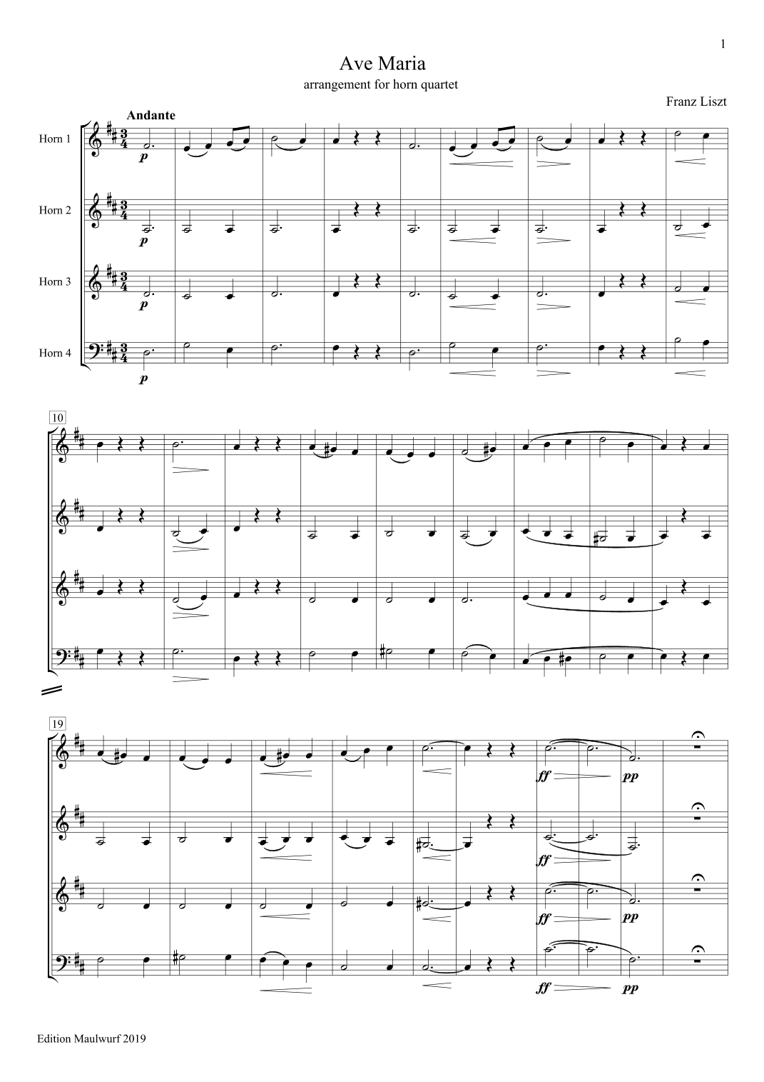 Ave Maria (arr. Edition Maulwurf)