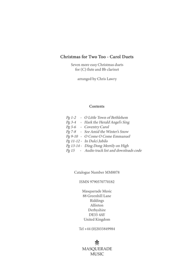 Christmas for Two Too - 7 Easy Carol Duets - C flute/Bb clarinet . By Chris Lawry (arr. Chris Lawry)