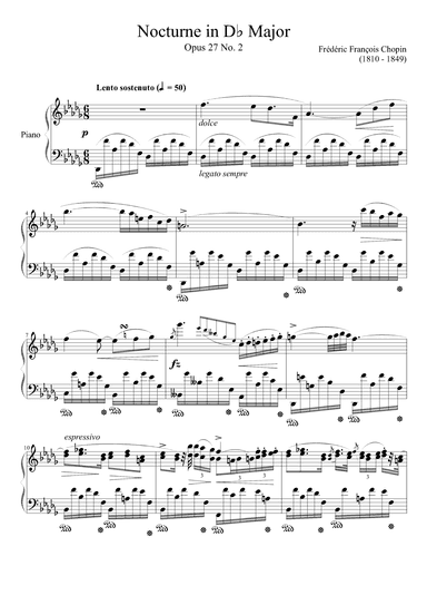 Nocturne Opus 27 No. 2 in Db Major (arr. Zachary Corbett)