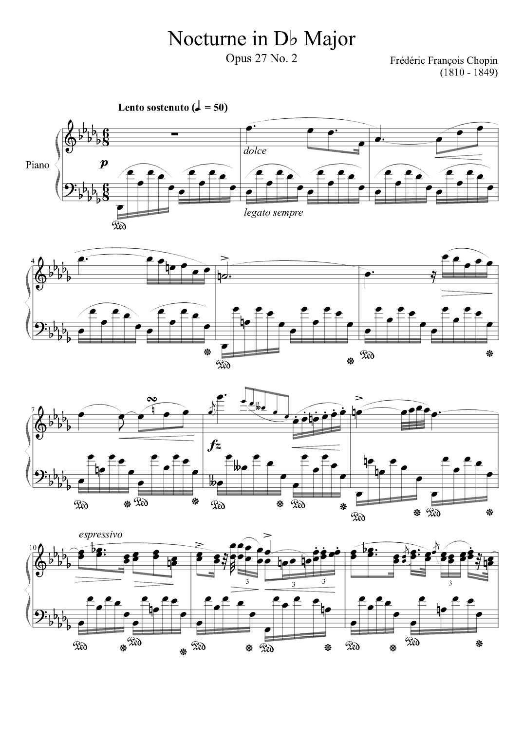Nocturne Opus 27 No. 2 in Db Major (arr. Zachary Corbett)