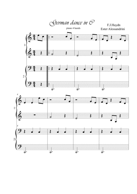German dance. Piano 4 hands (arr. Ester Alessandrini)