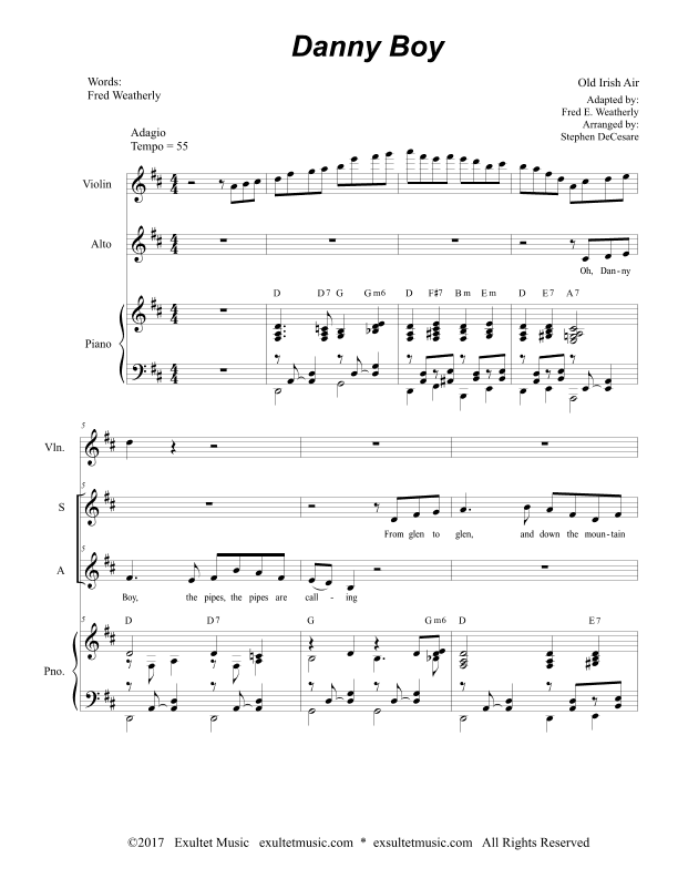 Danny Boy (Duet for Soprano and Alto Solo) (arr. Stephen DeCesare)