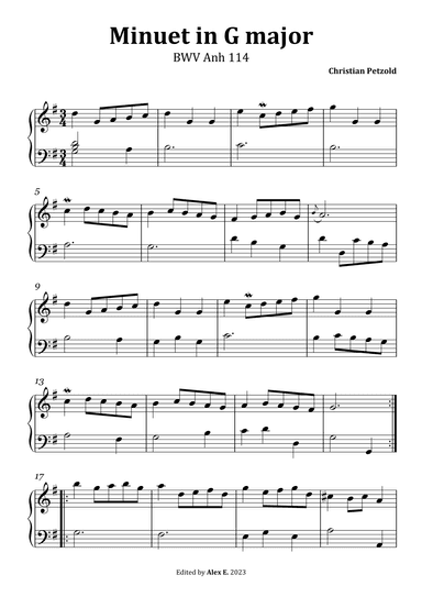 Minuet in G major, BWV Anh 114 (Petzold) (arr. J. S. Bach)