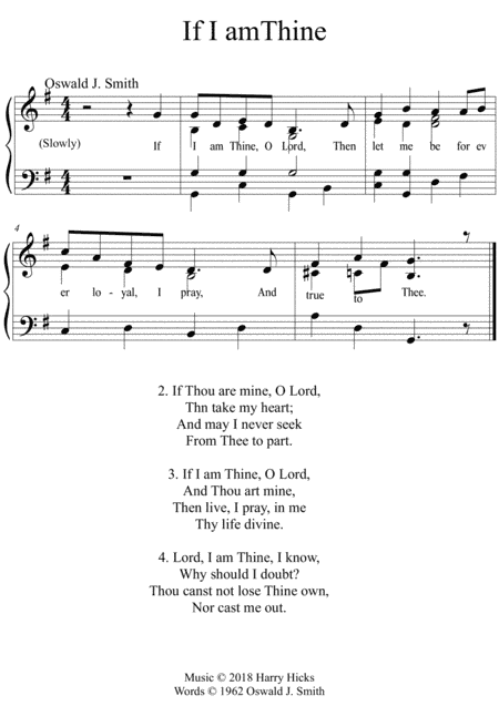 If I am Thine. A new tune to a wonderful Oswald Smith poem.