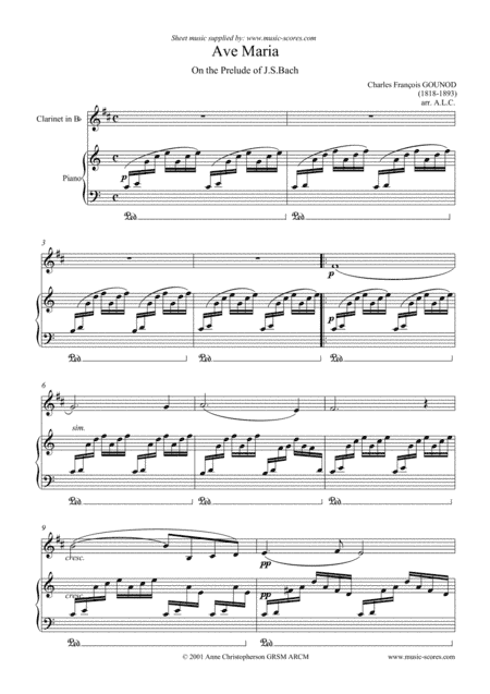Ave Maria - Clarinet and Piano (arr. Anne Christopherson GRSM ARCM)
