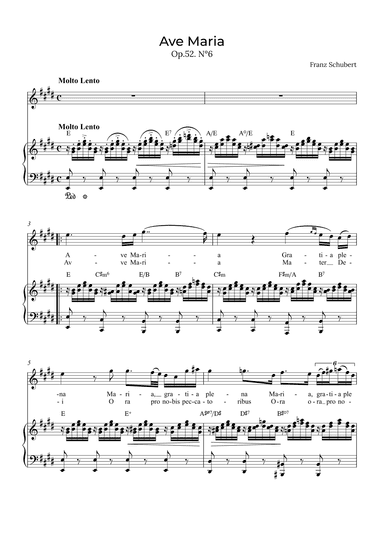 Ave Maria Schubert - Soprano with chords in E (arr. Alex Nunes Rodrigues)