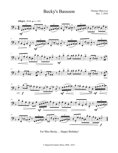 Becky's Bassoon (2010) for solo bassoon