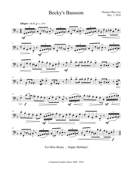 Becky's Bassoon (2010) for solo bassoon