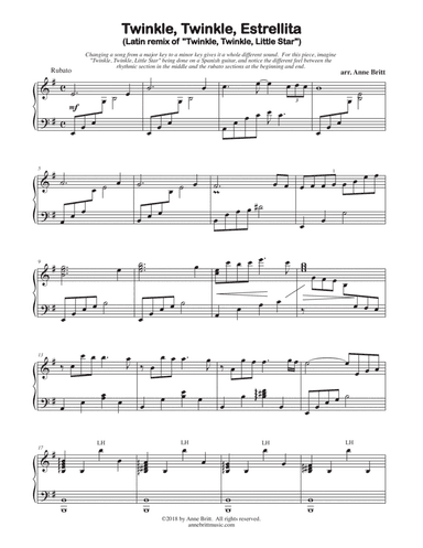 Twinkle, Twinkle, Estrellita (Latin remix of "Twinkle, Twinkle, Little Star") - intermediate version (arr. Anne Britt)