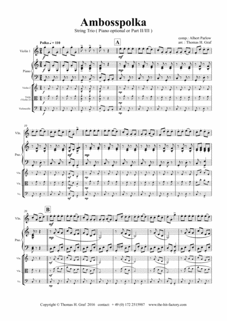 Amboss-Polka - German Polka - Oktoberfest - Violin Piano (arr. Thomas H. Graf)
