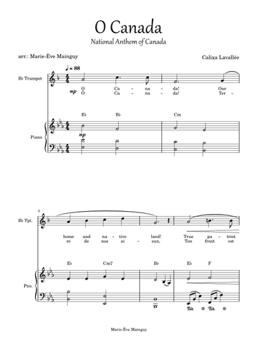 O Canada (arr. Marie-Ève Mainguy)