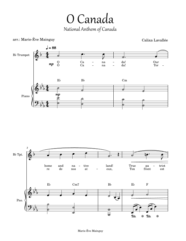 O Canada (arr. Marie-Ève Mainguy)