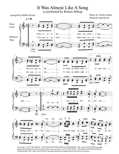 It Was Almost Like A Song (arr. Debbie Keretz)