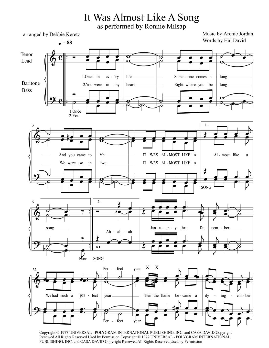 It Was Almost Like A Song (arr. Debbie Keretz)