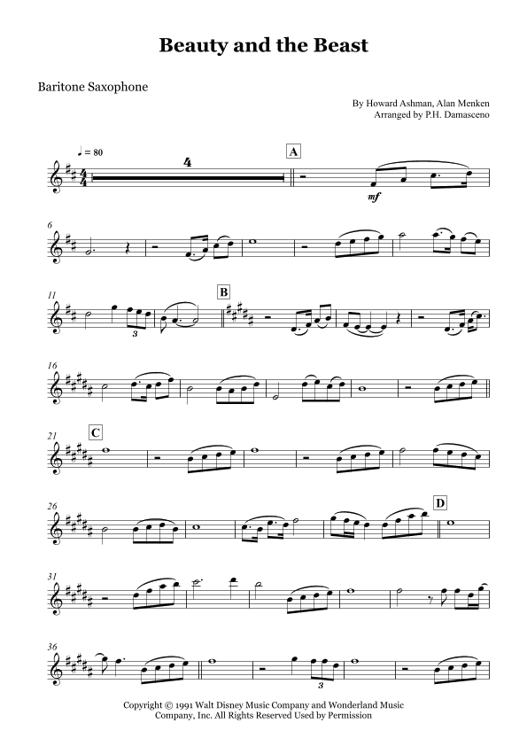 Beauty And The Beast (arr. P.H. Damasceno)