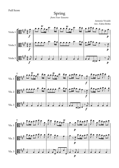 Spring (from Four Seasons of Antonio Vivaldi) for Viola Trio (arr. Fabio Britto)
