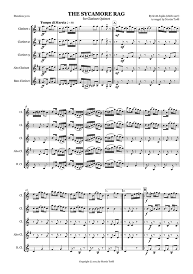 The Sycamore Rag for Clarinet Quintet (arr. Martin Todd)