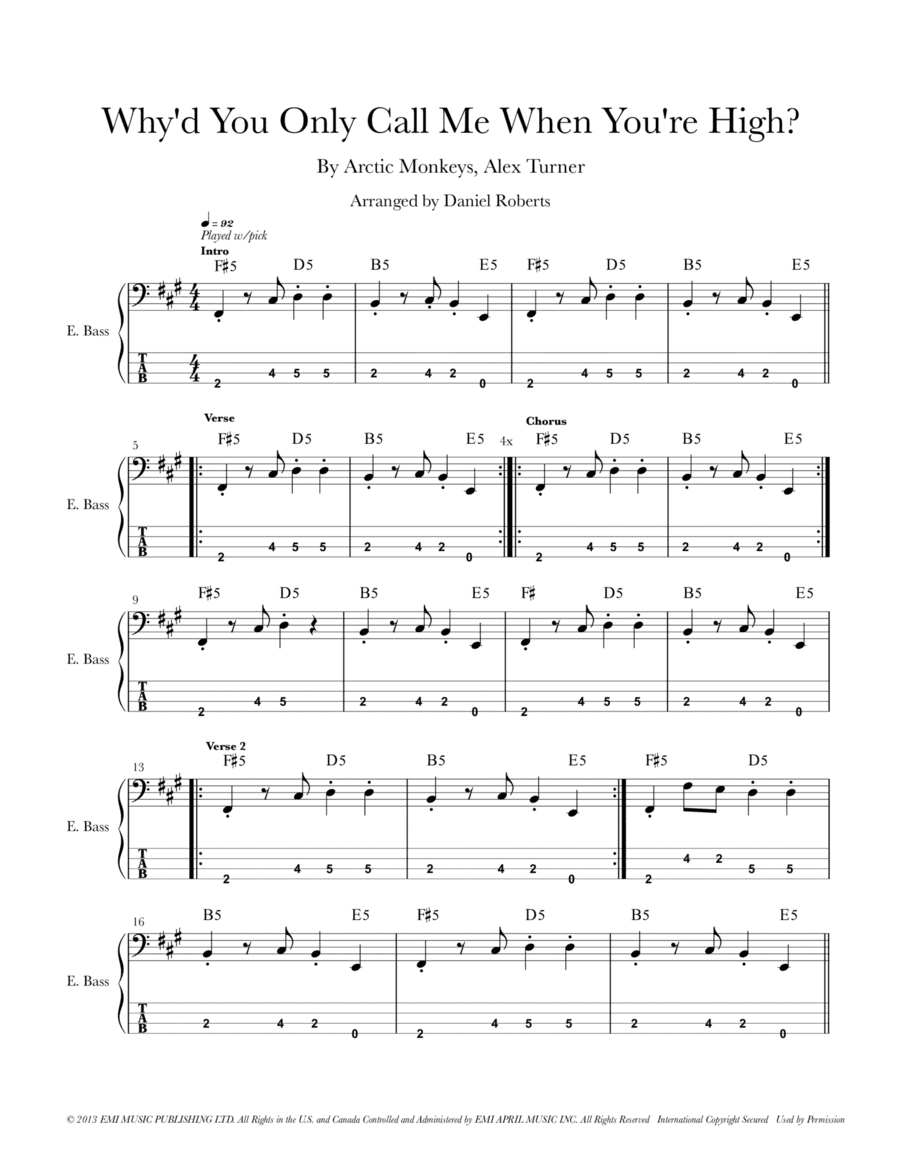 Why D'you Only Call Me When You're High? (arr. Daniel Roberts)