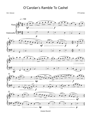 O’Carolan’s Ramble To Cashel - Flute and Cello Arrangement (arr. Arezzo Music)
