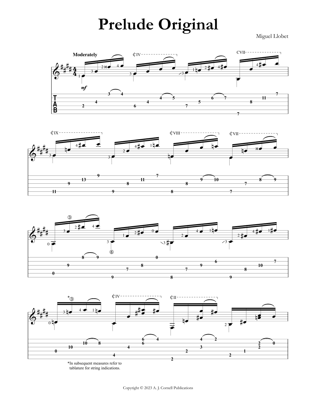 Prelude Original (arr. Miguel Llobet)