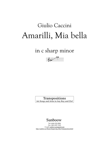 Caccini: Amarilli, mia bella (transposed to c sharp minor) (arr. Sunbow)