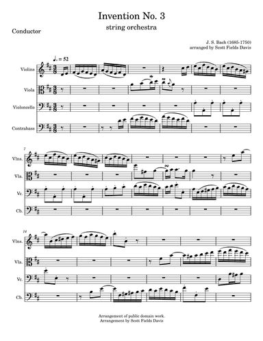 Bach Invention No. 3 for String Orchestra (arr. Scott Fields Davis)