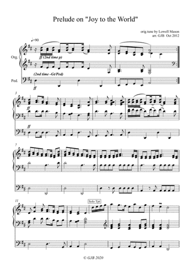Prelude on "Joy to the World" for Organ (arr. Gavin Bateman)