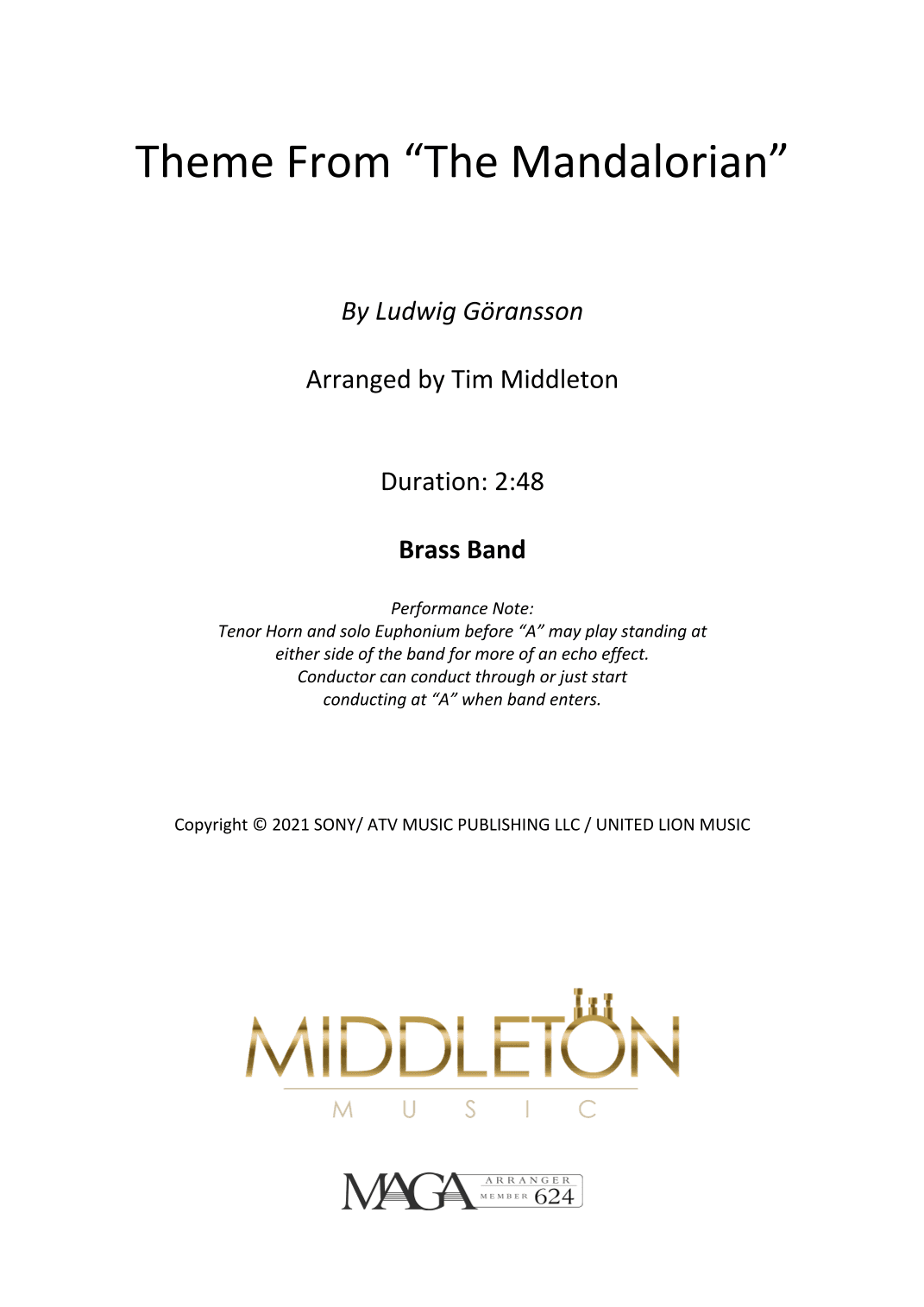Theme From The Mandalorian (arr. Tim Middleton)