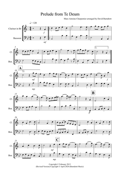 Prelude from Te Deum for Clarinet and Bassoon Duet (arr. David Burndrett)