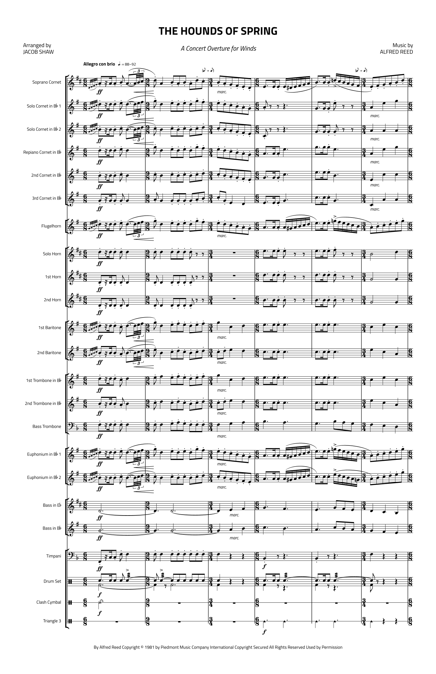 The Hounds Of Spring (arr. Jacob Shaw)