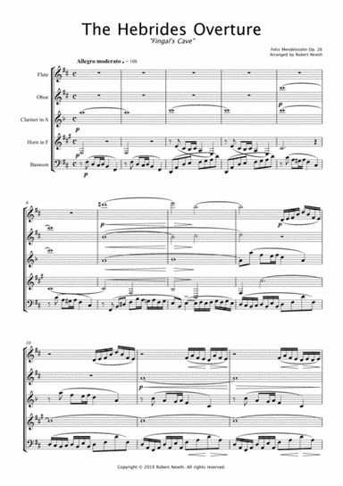 Hebrides Overture (for Wind Quintet) (arr. Robert Newth)